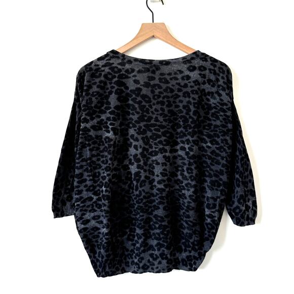 Artizia Wilfred Balzac Cashmere and Silk Leopard Ribbed Knit Top Sweater Size XS - Picture 3 of 6